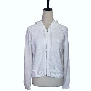 Kinross white zip front hooded sweater